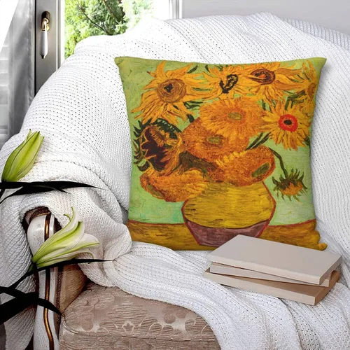 Vista 7 de Fundas de almohada de Van Gogh con diseño de girasoles en jarrón de 18 x 18 pulgadas, funda de almohada para sofá, cama, decoración del hogar