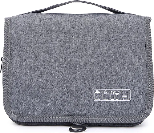 Vista 15 de Sechunk Neceser de maquillaje resistente al agua, bolsa de cosméticos organizador de viaje para accesorios, bolsa de viaje con gancho para colgar