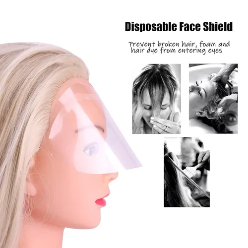 Vista 2 de 50 protectores faciales de ducha, protector facial desechable transparente para ducha, corte de pelo, laca para el cabello y extensiones