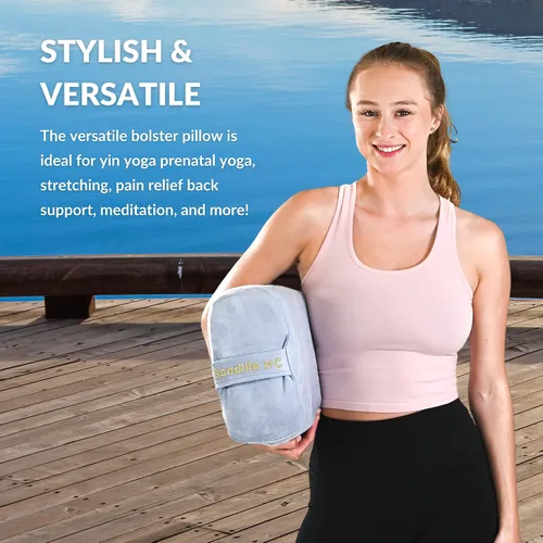 Vista 6 de Almohada multifuncional para yoga, rectangular con asas de transporte y correas para estirar las piernas, la meditación ayuda al dolor de rodilla