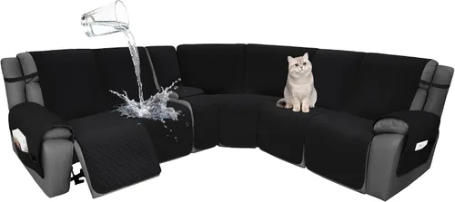 Vista 40 de Fundas de terciopelo 10% impermeables para sofá modular reclinable en forma de L, 1 pieza, fundas acolchadas para sofá reclinable esquinero, juego