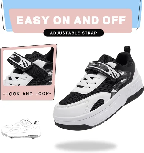 Vista 3 de Patines de verano con malla transpirable de 4 ruedas para niños, zapatos con ruedas para niños y niñas, zapatillas deportivas elegantes, duraderas