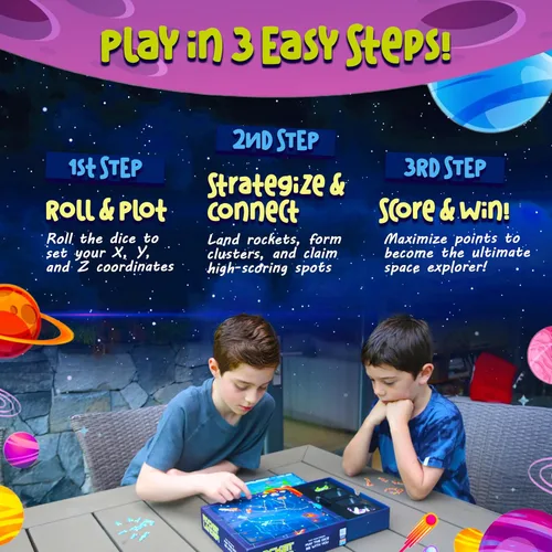 Vista 5 de Griddly Kids RocketLander - Juegos familiares de estrategia para pensamiento crítico y habilidades de resolución de problemas, juego de mesa