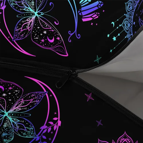 Vista 5 de HOSIMA Saco de dormir bohemio con diseño de mariposa para adultos, para clima frío y clima cálido, saco de dormir para niños, para camping