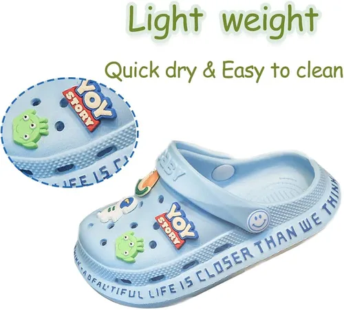 Vista 6 de Simplee kids Toddler Kids Clogs Baby Boys Girls Classic Water Garden Slippers Lightweight Cartoon Sandals Summer Beach Pool Outdoor Play Shoes