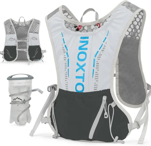 Vista 19 de INOXTO - Mochila de hidratación para correr, ligera, aislada, con bolsa de agua de 1.5 L, mochila para senderismo, correr, ciclismo, carrera