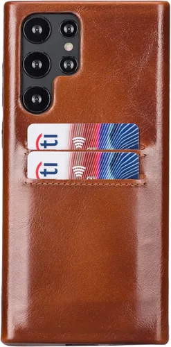 Vista 23 de HARDISTON Funda de piel auténtica hecha a mano para Samsung Galaxy Note 8, funda a presión con 2 ranuras para tarjetas de crédito, carga Marrón