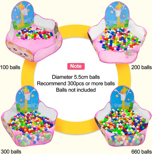 Vista 7 de Piscina de pelotas para niños, tienda de campaña desplegable para niños, piscina de pelotas para niños pequeños, corralito de juegos con aro