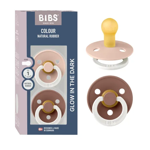 Vista 148 de BIBS - Paquete de 2 chupetes para bebés, goma natural libre de bisfenol A, hechos en Dinamarca, colección Colour, para bebés de 18+ meses, azul bebé
