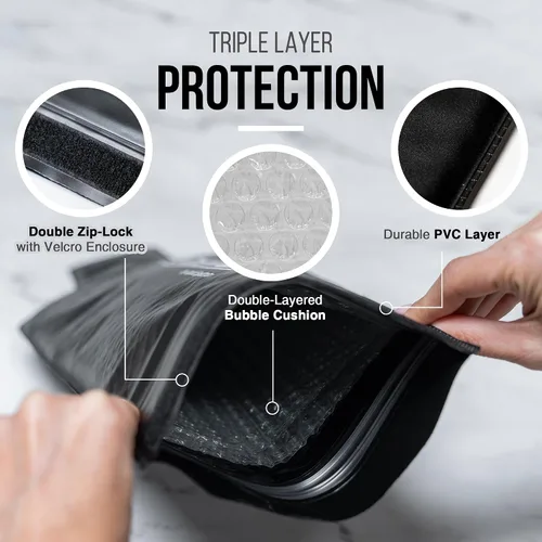 Vista 5 de Bottle Shield - Bolsa de viaje reutilizable con protector de vino (paquete de 6) – Traje de envoltura con amortiguación de burbujas, funda