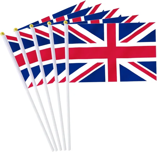 Vista 10 de Bandera de Australia Pequeña Bandera Australiana Paquete de 12 Mini Banderas de Mano Australianas en Palos para Desfiles de Fiesta, Eventos