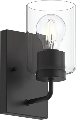 Vista 34 de Progress Lighting Merry Collection - Lámpara de tocador de baño de transición de cristal grabado en níquel cepillado (1 luz)