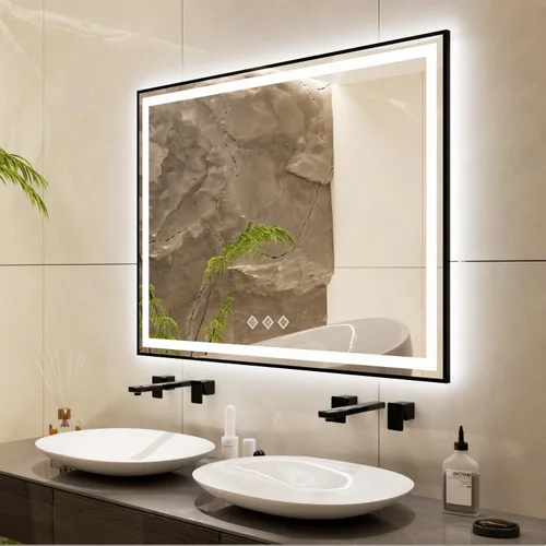 Vista 42 de Espejo LED para baño de 20 x 28 pulgadas con frente degradado y luz LED, espejo retroiluminado para baño, 3 colores, CRI > 90, espejo de baño