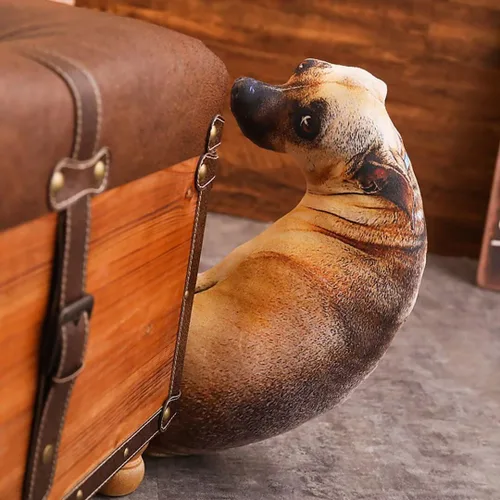 Vista 3 de Almohada de peluche realista de perro, divertido cojín en forma de perro, regalo extraño para niños