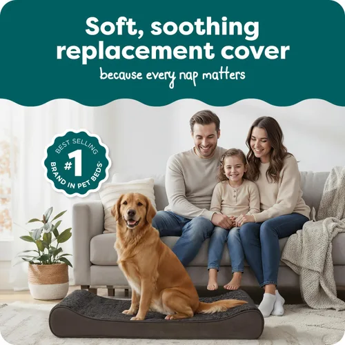 Vista 2 de Furhaven - Funda de repuesto ultraafelpada para cama de perro, color chocolate, jumbo (XL)