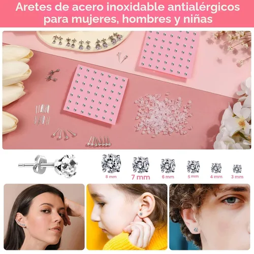 Vista 6 de Kit Profesional de Pistola para Perforación de Orejas, Pistola de Perforación Reutilizable con Aretes de Acero Inoxidable para Perforación, Aretes