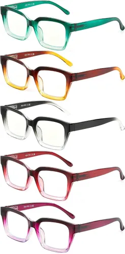 Vista 7 de JOLISU - Paquete de 5 lentes de lectura para mujeres, lentes de computadora con bloqueo de luz azul, bisagra de resorte Varios
