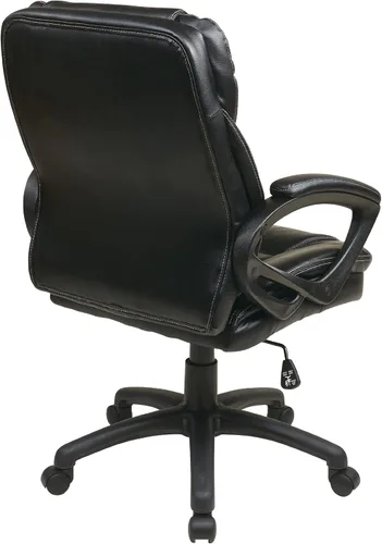 Vista 7 de Office Star Deluxe sobremedida silla de piel sintética con brazos acolchada, Cuero falso Nylon, Negro