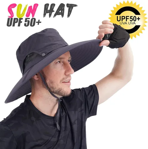 Vista 7 de USHAKE Sombrero de pesca, pescador, sombrero de sol, sombrero de ala ancha, sombrero de bonnie para hombres y mujeres