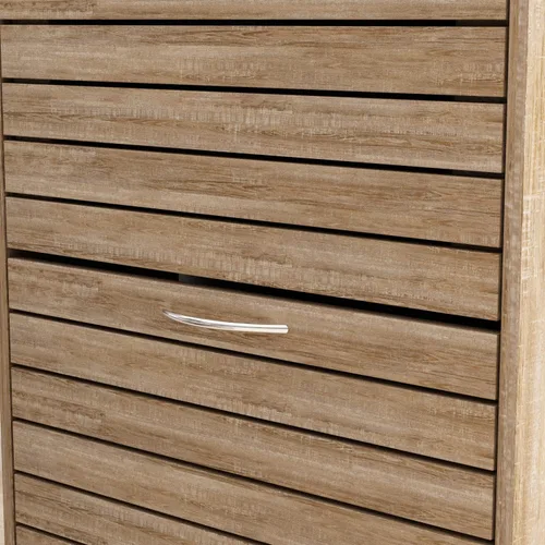 Vista 6 de Homsee Armario de almacenamiento de zapatos de 3 cajones con puertas de rejilla, zapatero de madera de 3 niveles organizador para entrada