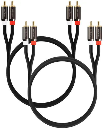 Vista 9 de FosPower Cable 2 RCA M/M de audio estéreo [24 K chapado en oro núcleo de cobre], conector 2RCA macho a 2RCA macho [izquierda / derecha]