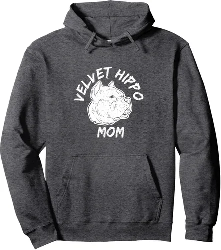 Vista 4 de American Bully Design para dueño de perro - Sudadera con capucha de terciopelo hipopótamo mamá, Negro