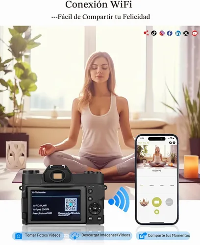 Vista 6 de Cámara de vlogging 4K 56MP para YouTube, zoom 16X anti-vibración