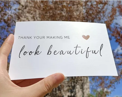 Vista 4 de Tarjeta de artista de maquillaje de boda, tarjeta de agradecimiento para peluquería, agradecimiento por hacerme lucir hermosa, tarjeta de boda