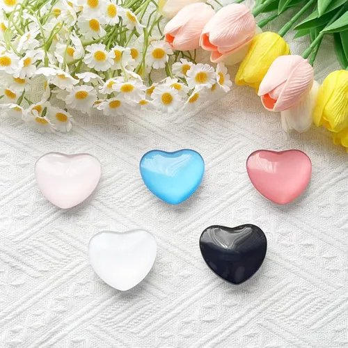 Vista 7 de Accesorio transparente para teléfono móvil en forma de corazón, soporte plegable de resina negra, base elástica transparente, adecuado