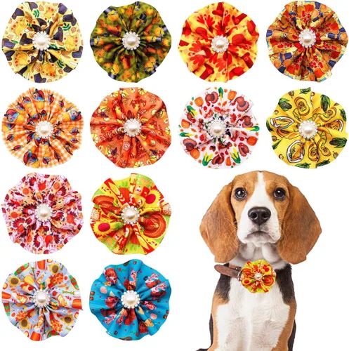 Vista 8 de 10 piezas de collar de perros pequeños con flores para el día de San Patricio, corbatines con cuentas para perros pequeños, gatos, gatitos, conejos