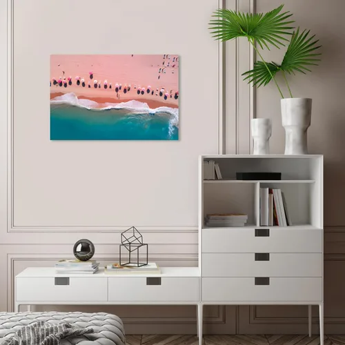 Vista 3 de Wynwood Studio Lienzo envuelto contemporáneo náutico y costero, playa de arena rubor, arte de pared para sala de estar, dormitorio y baño, 24 x 16