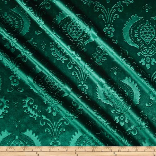 Vista 8 de Tela de terciopelo de damasco brocado negro cortado por The Yard, material en relieve ideal para tapicería para entrenadores y sillas, cortinas
