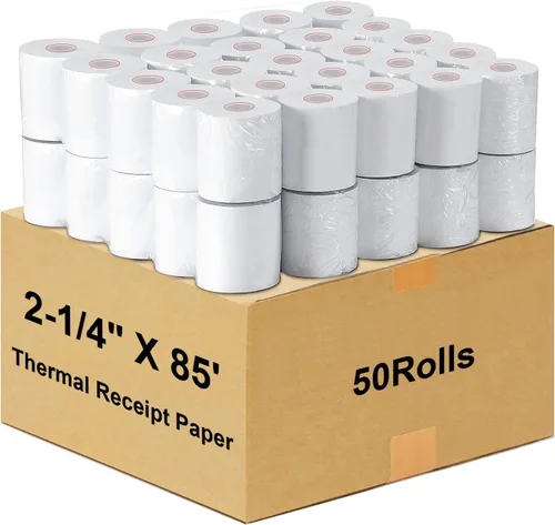 Vista 18 de LabelMore - Rollos de papel térmico de 2 1/4 pulgadas x 50 pies, rollos de papel térmico para tarjetas de crédito, rollo de caja registradora, papel
