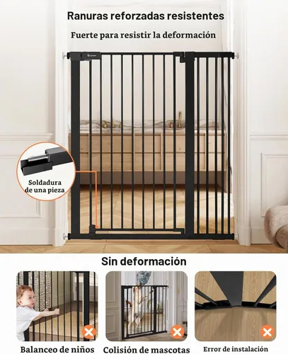 Vista 4 de COMOMY Puerta de bebé extra alta de 42 pulgadas para escaleras, se adapta a