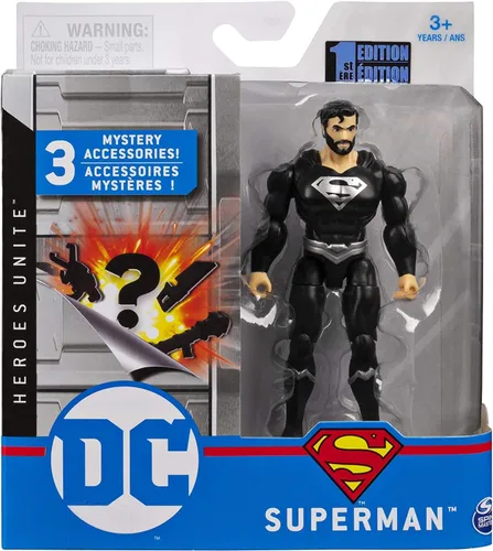 Vista 2 de DC Heroes Unite - Figura de acción de 4 pulgadas Superman (traje negro)