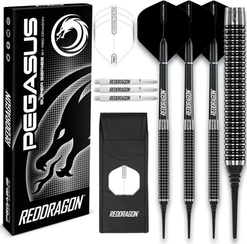 Vista 11 de RED DRAGON Darts - Amberjack Javelin Pegasus Razor Edge - Professional Tungsten Soft Tip Darts - Includes Dart Flights and Shafts