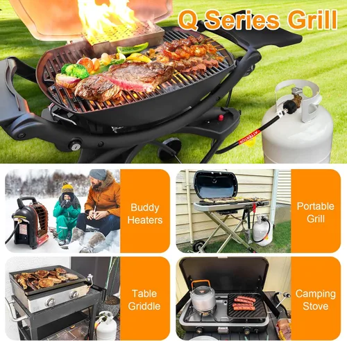 Vista 6 de GasSaf Manguera de Propano de 4 Pies, Manguera Adaptadora de Propano Conexión de Tanque de 1 lb a 20 lb para Parrillas Weber Q, Planchas Blackstone