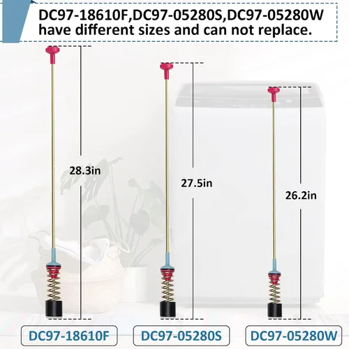 Vista 2 de DC97-18610F WA50M7450AW/A4 DC97-18610A Kit de varillas de suspensión para arandela Samsung WA50M7450AP/A4 WA54M8750AW/A4 WA50M7450AW/A4