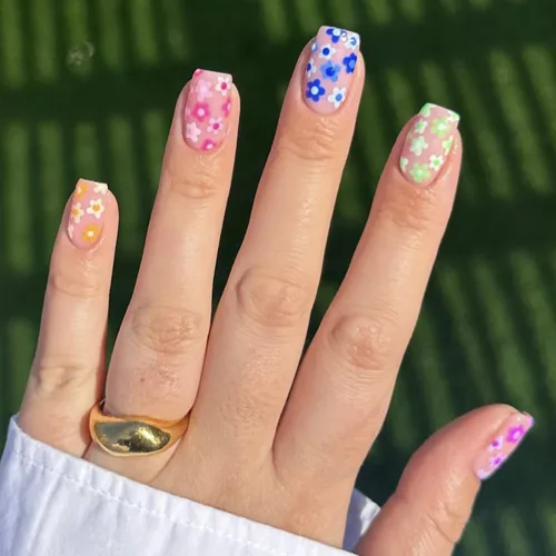 Vista 15 de Juego de 24 uñas postizas cuadradas cortas a presión, 3D, para primavera y verano, reutilizables, color naranja, uñas postizas a presión, lindas