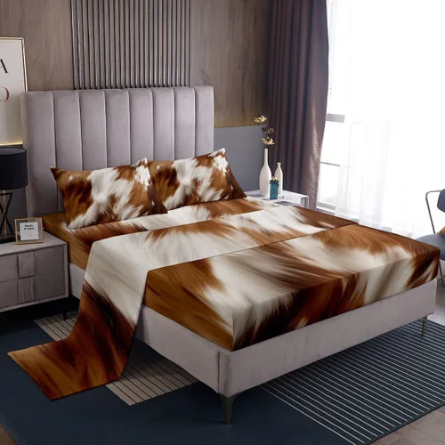 Vista 12 de Erosebridal Sábanas de cama con estampado de vaca, tamaño individual, juego de sábanas de girasol, juegos de sábanas y fundas de almohada con Multi