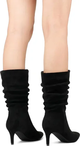 Vista 6 de JOY IN LOVE Botas de tacón bajo para mujer, botas holgadas de media pantorrilla