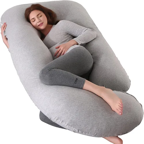 Vista 14 de Elover - Almohada de embarazo en forma de U, soporte de maternidad de cuerpo completo