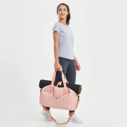 Vista 2 de Ceneda Bolsa de lona de gimnasio de 20 pulgadas con bolsillo húmedo para zapatos, portátil, bolsa de fin de semana, bolsa de viaje, bolsa de yoga