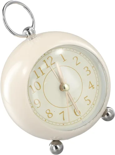 Vista 4 de Reloj despertador vintage de metal de mesa de 3.5 pulgadas colgante para anillo de noche despertador simple silencioso sin tictac con luz nocturna