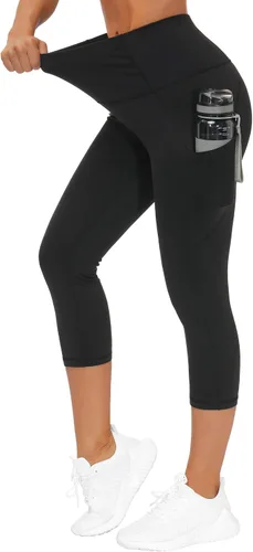 Vista 6 de The Gym People - Pantalones deportivos gruesos de tiro alto, con bolsillos y control de abdomen, leggings para entrenar, correr, hacer yoga