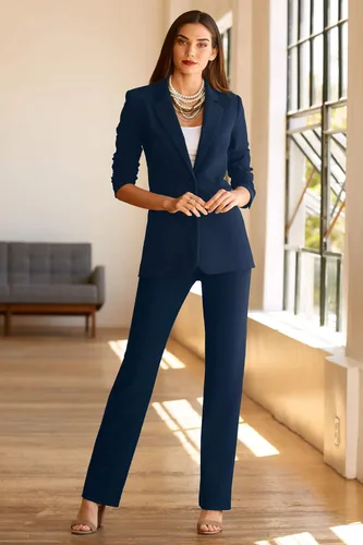 Vista 5 de Boston Proper Beyond Travel Chaqueta para mujer tipo blazer de punto con un botón