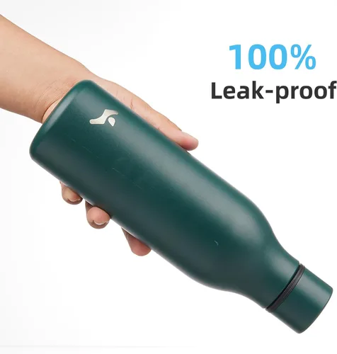 Vista 5 de Konokyo Botella de agua aislada con correa, botella de agua de acero inoxidable de 18 onzas de doble pared con aislamiento al vacío, frasco de Verde