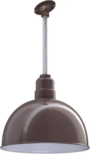 Vista 10 de Steel Lighting Co. Colgante de cuenco rosa Lámpara montada en el techo Cúpula de 15 pulgadas vástago de 12 pulgadas Estilo granero de acero
