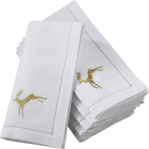 Vista 61 de Juego de 6 servilletas bordadas de magnolia hechas a mano con borde cosido