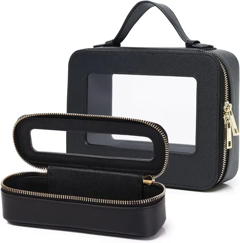 Vista 78 de Pinkmik Pequeña bolsa de maquillaje, mini estuche transparente para maquillaje y neceser con cremallera, organizador de bolsos para mujer
